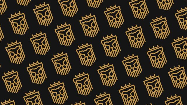 Gold lion king seamless pattern looping animation
