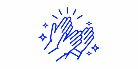 Fototapeta premium Two hands clapping together with sparkling stars around them