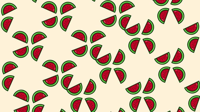 Watermelon seamless pattern looping animation
