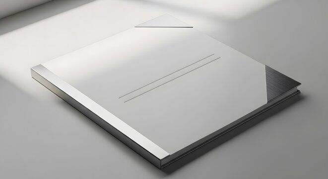 Document folder mockup with metallic edges, minimal setup
