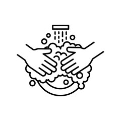 Fototapeta premium Hands washing with soap and water icon. Hygiene, cleanliness, healthcare, virus prevention.