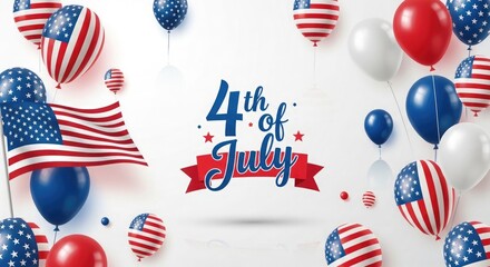 Obraz premium Festive 4th of july celebration with balloons and patriotic design