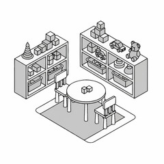 Childrens Playroom with Toys and Furniture. © Agus