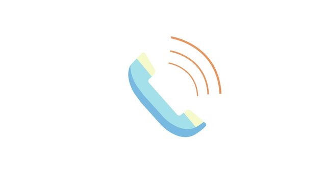 Minimal Phone Call Animation with Signal Waves on White Background