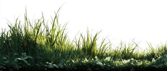 Fototapeta premium Green Grass Natural Light Scene silhouette vector illustration eps