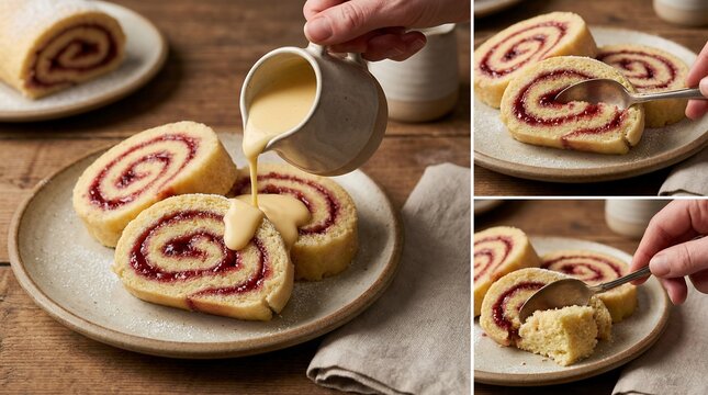 Traditional Jam Roly-Poly with Raspberry Jam Swirl