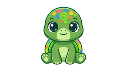 Obraz premium Cute Cartoon Turtle Vector Illustration with Big Eyes