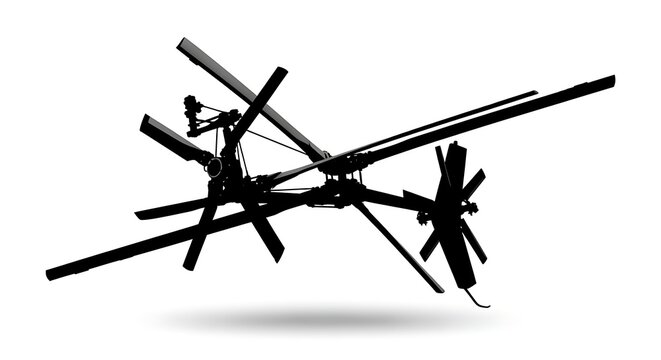 A black and white photo of a helicopter