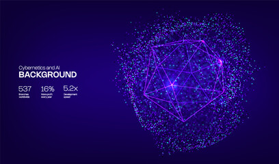 3d abstract sphere orb from dots. Digital and globe pattern background. Particle hud net for world grid geometric and network vector tech concept.  © Shanvood