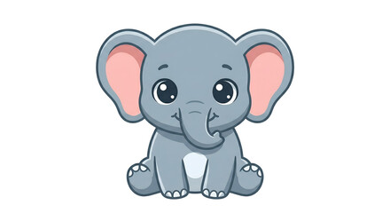 Naklejka premium Cute Cartoon Baby Elephant Vector Illustration with Big Eyes