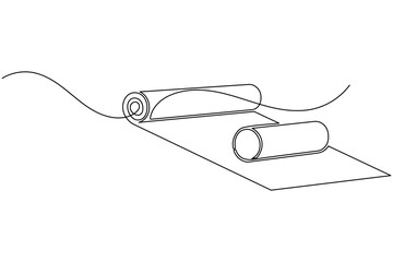 Obraz premium Yoga Mat and Foam Roller One Line Drawing Minimalist Fitness Equipment Workout Vector Illustration