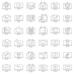 Fototapeta premium Huge computer screen interface line icon collection