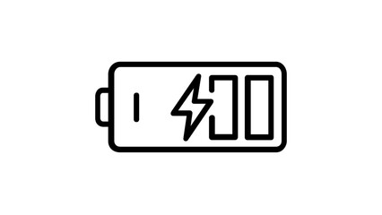 Fototapeta premium Minimalist battery charging vector icon illustration featuring a lightning bolt symbol and energy level bars, perfect for mobile app UI, web design, and digital power status indicators.