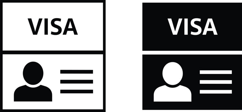Visa card icon set showing black and white layout with user profile photo and identification details.