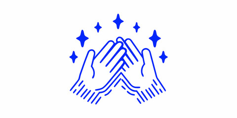 Obraz premium Clapping hands illustration with sparkling stars in a minimalist style