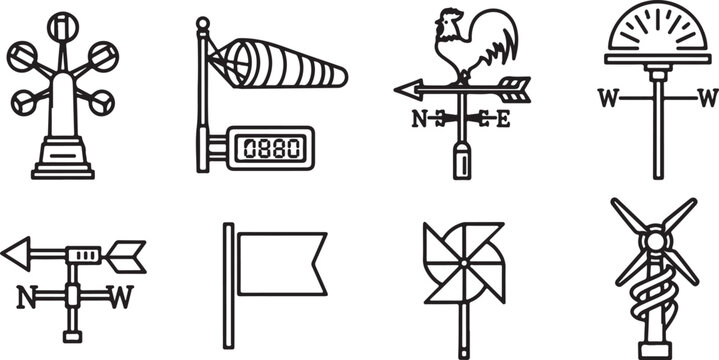 Various types of weighing scales and balances illustrated in simple line drawings Vector