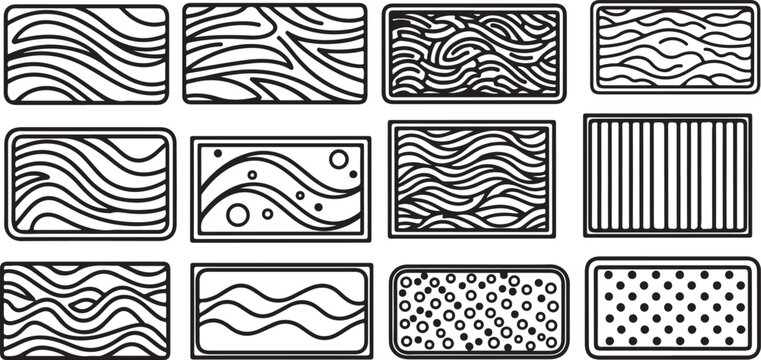 Various abstract patterns and textures in black and white design elements Vector