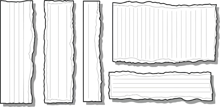 Isolated lined paper banners with black vector strokes