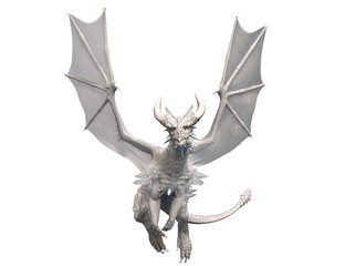 Fototapeta premium 3D rendered fantasy white dragon with crystals isolated on a transparent background