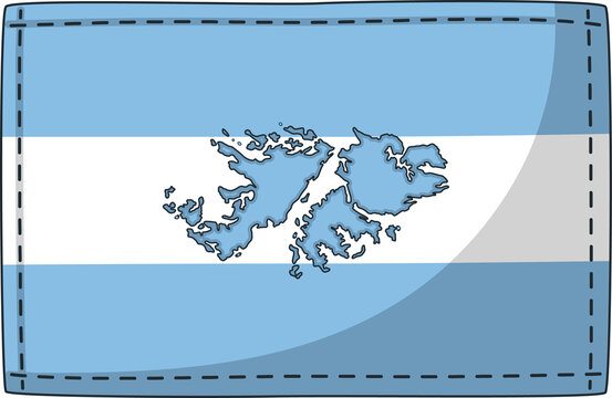 Bandera argentina con mapa de las Islas Malvinas ilustrado