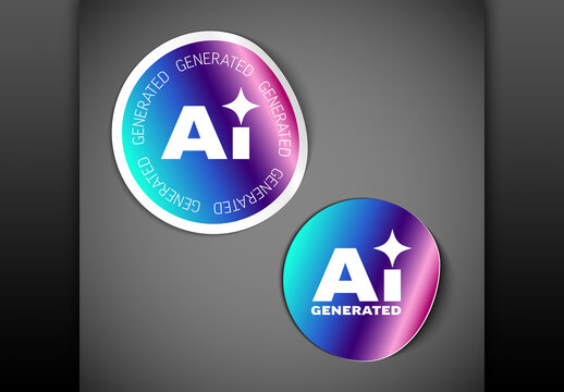 AI Generated Content Badge Stickers with Gradient and Sparkle Icon