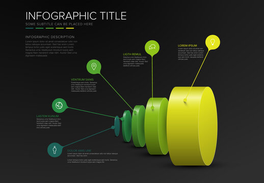 Modern 3D Cylinder Infographic Template with Five Steps