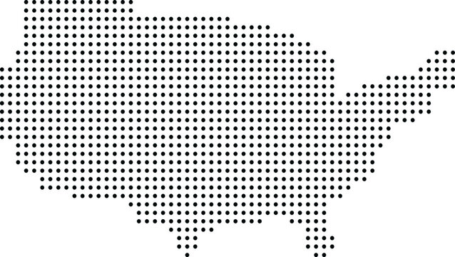 dotted map of a country.USA