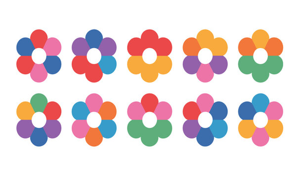 Flower Petal Diagram Vector Round Wheel Chart Infographic Isolated on White Background