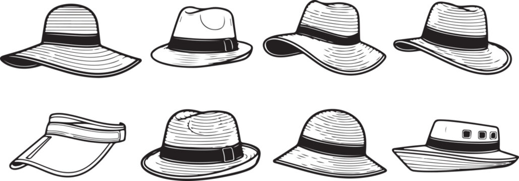 Various styles of handbags and purses in black and white illustrations Vector