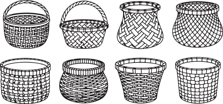 Perspective views of different wireframe 3d geometric shapes and structures Vector