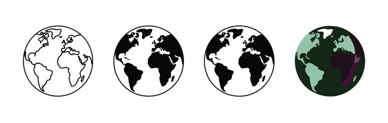 Fototapeta premium Globe Icons Vector Set for Global Communication and Planet Earth Concept Design