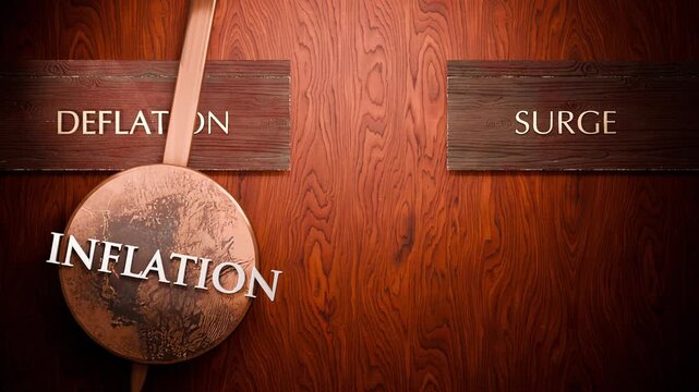 Inflation swings between deflation and surge. Visualizing a repeated pattern of Inflation that cycles between extremities: deflation and surge. Repeating transition from deflation to surge.