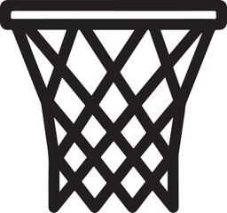 Fototapeta premium Basketball hoop, sports icon, black and white, net design, athletic symbol