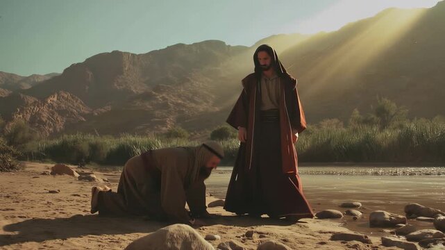 Jacob Bowed to the Ground Seven Times as He Approached His Brother Esau. Bible Story About Jacob and Esau