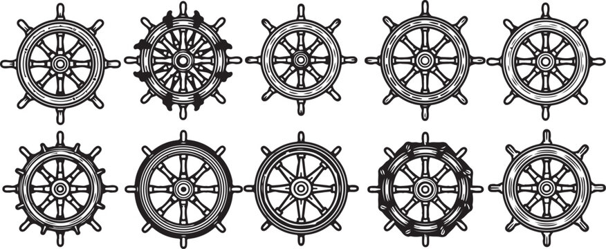 Detailed technical drawings of various mechanical gears and components Vector