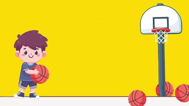 a cartoon boy playing basketball