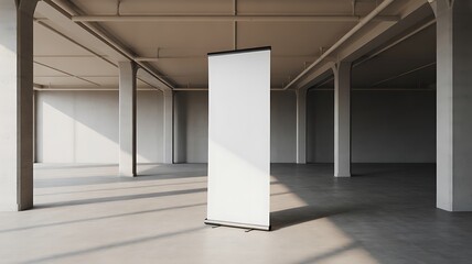 Fototapeta premium Empty modern office space, whiteboard, industrial interior, blank wall panel, minimalist architecture