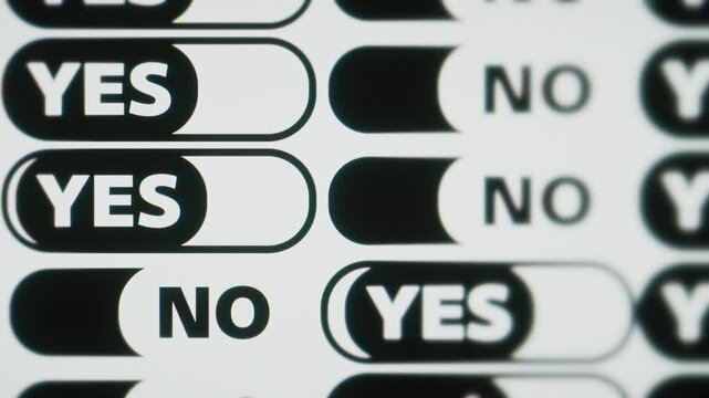 Abstract Black and White Yes or No Toggle Switch Loop Animation with Dynamic Motion and Blur UI Pattern