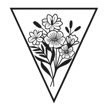 botanical line art flowers minimal elegant vector