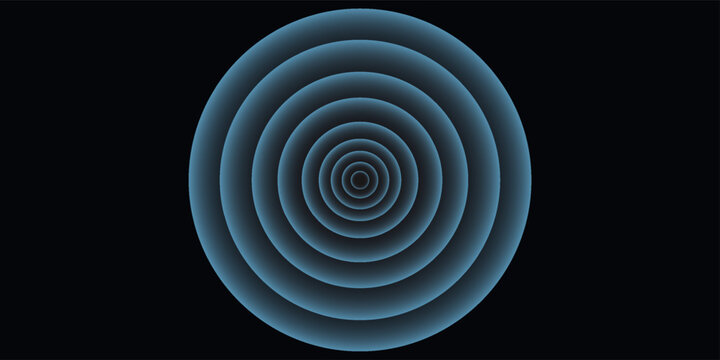 Sound wave. Signal concentric circle. Round light effect. Wifi range. Radio station signal. Water ripple with circle waves. A place or a painful point. Radar screen. Vector effect.
