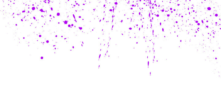 Purple paint splatters on a transparent background with vibrant droplets