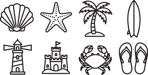 Assorted simple line drawings of everyday objects and animals Vector © mahafuza