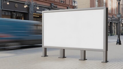 Obraz premium Blank billboard, urban advertising sign, city street display, empty poster board