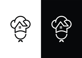 Obraz premium Chefs Hat with House Culinary Home Symbol.