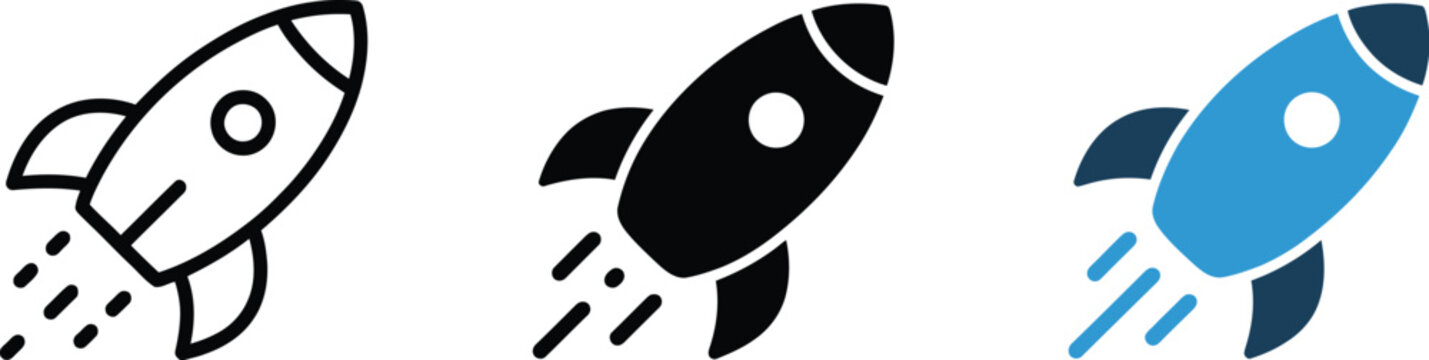 Rocket icon launching upward startup growth innovation business strategy marketing progress vector illustration design