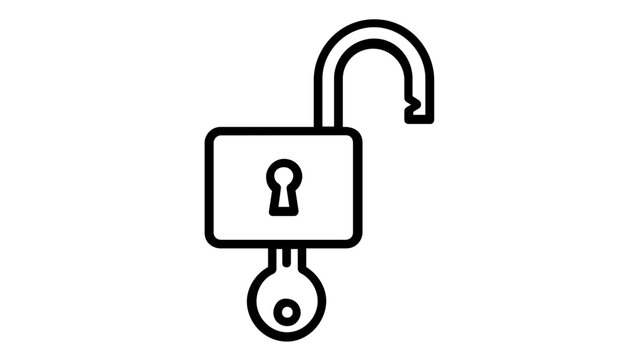 Minimalist open padlock line icon vector illustration. Scalable flat design symbol for security, privacy, and access. Ideal for web, mobile apps, and digital interfaces. AI-generated graphic.