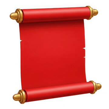 Traditional red scroll with golden tassels resting horizontally