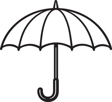 Minimalist Black and White Umbrella Icon - Simple Line Drawing Vector
