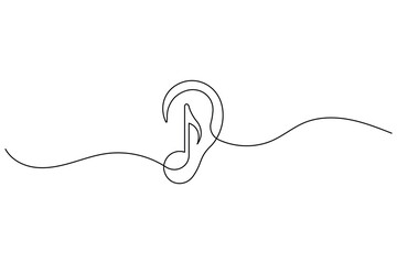 Obraz premium Ear music note continuous one line art minimal outline icon