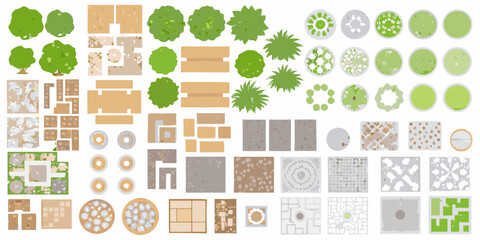Assorted top down views of trees foliage and garden elements © KrishnaPada